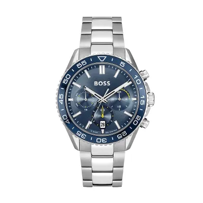 Hugo Boss Stainless Steel Blue Dial Chronograph Men's Watch 